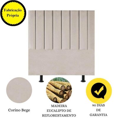 Cabeceira Estofada De Cama Casal King 195 Cm Taís Corino bege