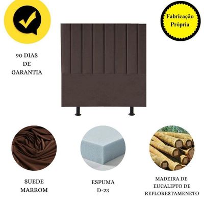 Cabeceira Estofada Cama Casal Queen Size 160 Cm Paolla Suede marrom