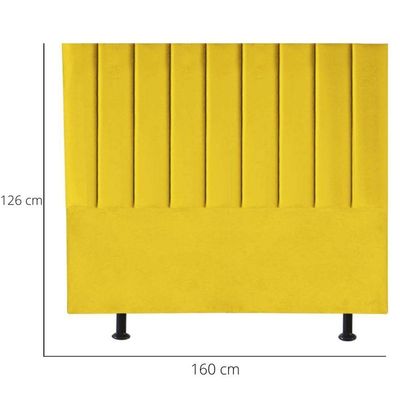 Cabeceira Estofada Cama Casal Queen Size 160 Cm Maisa Suede amarelo