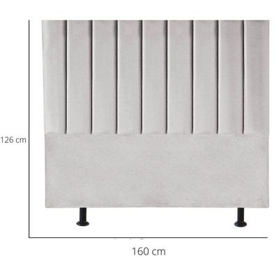Cabeceira Estofada Cama Casal Queen Size 160 Cm Taís Suede cinza Claro