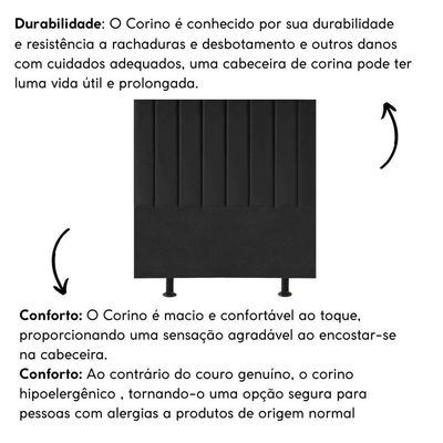 Cabeceira Estofada Cama Box Solteiro 90 Cm Taís Corino preto