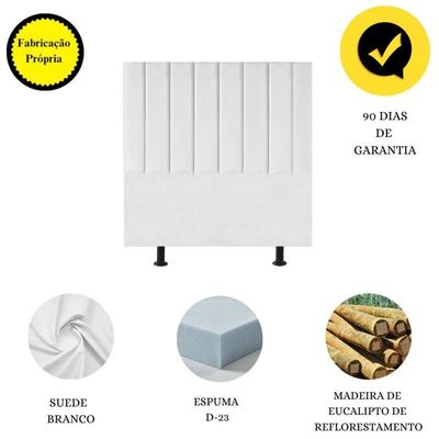 Cabeceira Estofada Cama Box Solteiro 90 Cm Paolla Suede branco