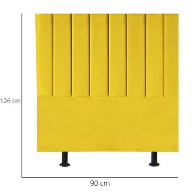 Cabeceira Estofada Cama Box Solteiro 90 Cm Paolla Suede amarelo