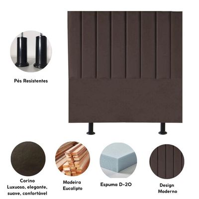 Cabeceira Estofada Cama Box Solteiro 100 Cm Taís Corino marrom