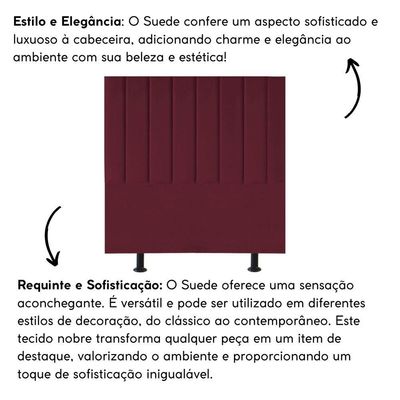 Cabeceira Estofada Cama Casal Queen Size 160 Cm Taís Suede bordô