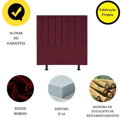 Cabeceira Estofada Cama Casal Queen Size 160 Cm Paolla Suede bordô