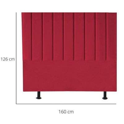 Cabeceira Estofada Cama Casal Queen Size 160 Cm Marina Suede vermelho
