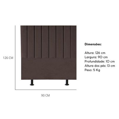 Cabeceira Estofada Cama Box Solteiro 90 Cm Taís Suede marrom
