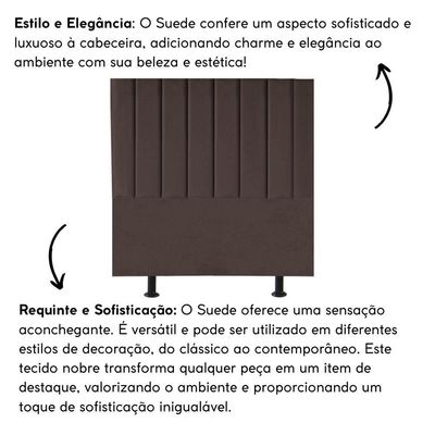 Cabeceira Estofada Cama Box Solteiro 90 Cm Taís Suede marrom