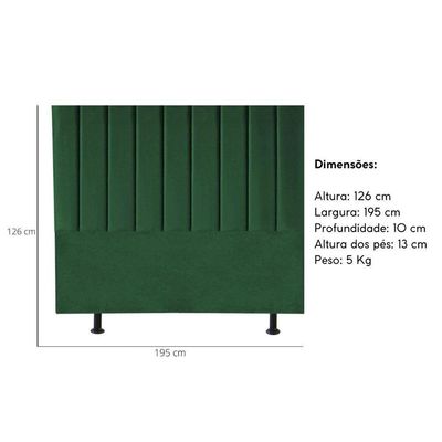 Cabeceira Estofada Cama Box King 195 Cm Paolla Suede verde