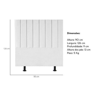 Cabeceira Estofada Cama Box Solteiro 90 Cm Paolla Corino branco
