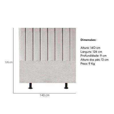 Cabeceira Estofada Cama Box Casal 140 Cm Maisa Veludo cinzaclaro