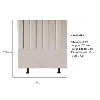 Cabeceira Estofada Cama Box Casal 140 Cm Maisa Veludo bege