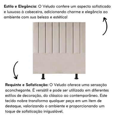 Cabeceira Estofada Cama Box Casal 140 Cm Maisa Veludo bege