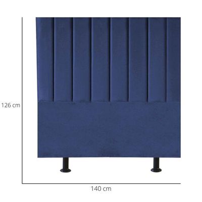 Cabeceira Estofada Cama Box Casal 140 Cm Maisa Suede azul Marinho