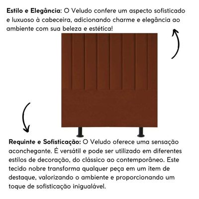 Cabeceira Estofada Cama Box Solteiro 100 Cm Paolla Veludo terracota