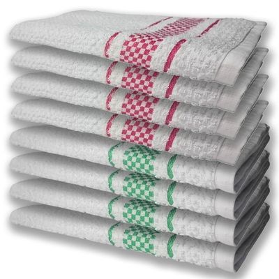 8 Panos De Prato Atoalhado Felpudo Premium 4 Rosa 4 Verde