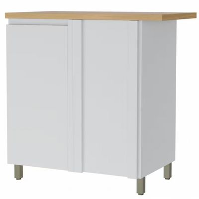 Balcão de Canto Nesher Rainha em MDF 15mm com 1 Porta e 1 Prateleira - 92cm de largura Branco com Nature