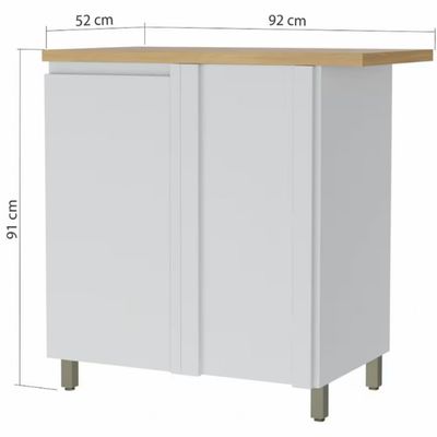 Balcão de Canto Nesher Rainha em MDF 15mm com 1 Porta e 1 Prateleira - 92cm de largura Branco com Nature
