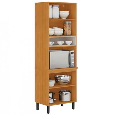 Paneleiro Itatiaia Ideale com 4 Portas, 5 Prateleiras e Nicho para Micro-ondas - 70cm largura Cinamomo/Off White
