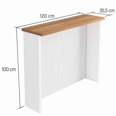 Painel de Ilha Canelado em MDF 15mm 120cm de Largura Nesher Branco com Nature