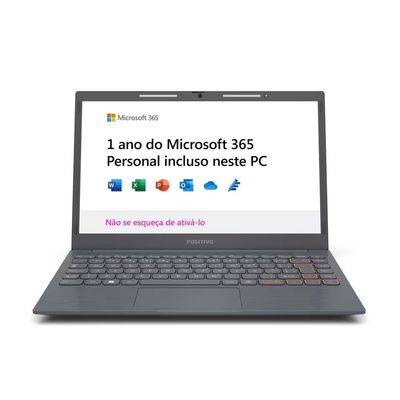 Notebook Positivo Vision C14 Lumina BAR Celeron 4GB 128GB eMMC, 14 Pol HD Windows 11 Tecla Link Microsoft 365 Personal Cinza
