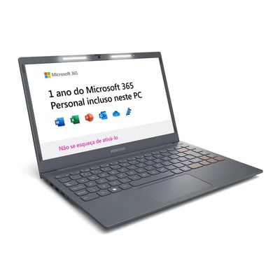 Notebook Positivo Vision C14 Lumina BAR Celeron 4GB 128GB eMMC, 14 Pol HD Windows 11 Tecla Link Microsoft 365 Personal Cinza