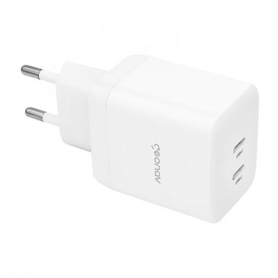 Carregador de Tomada Universal Geonav Turbo Duo CH35PDWT 35W para Celulares e Dispositivos Eletrônicos Branco / Bivolt