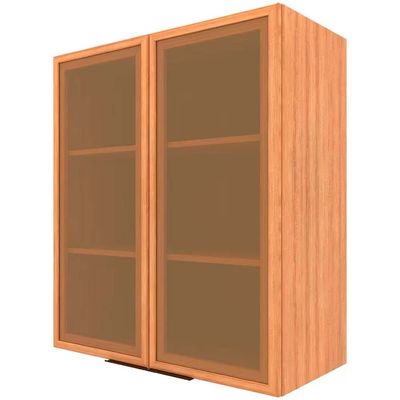 Armário Aéreo Bartira Cristal MDP 15mm com 2 Portas com Vidro e 2 Prateleiras - 80cm de largura Lâmina Mel
