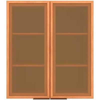 Armário Aéreo Bartira Cristal MDP 15mm com 2 Portas com Vidro e 2 Prateleiras - 80cm de largura Lâmina Mel