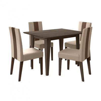 Conjunto Sala de Jantar Mesa com 4 Cadeiras Belle Poliman Amêndoa