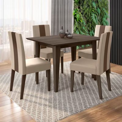 Conjunto Sala de Jantar Mesa com 4 Cadeiras Belle Poliman Amêndoa