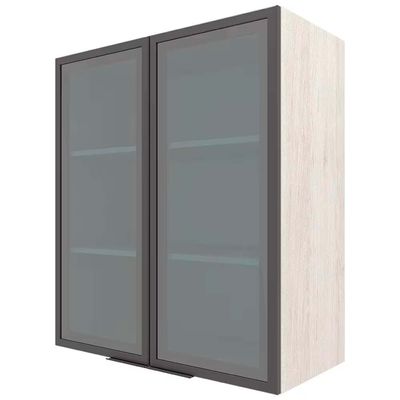 Armário Aéreo Bartira Cristal MDP 15mm com 2 Portas com Vidro e 2 Prateleiras - 80cm de largura Freixo