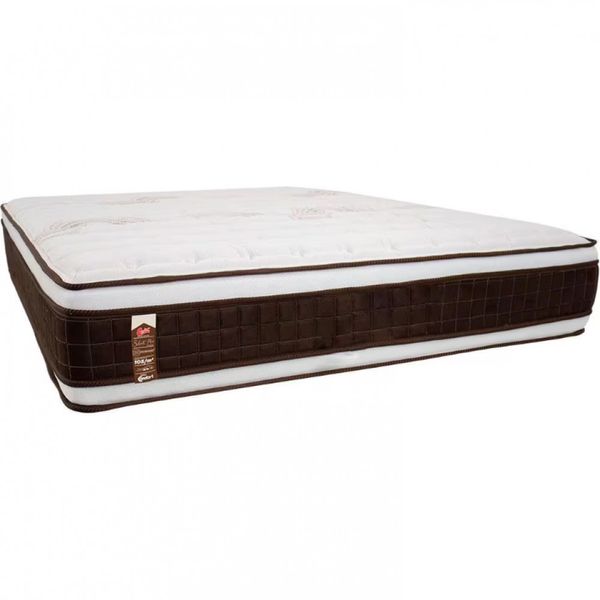 Colchão Queen Size Castor Sellect P Double com Molejo Tecnopedic, Euro Pillow e Revestimento em Malha 34x158x198cm Marrom com Bege