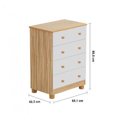 Cômoda Infantil Duda Plus com 4 Gavetas Peroba Móveis Branco com Amêndoa