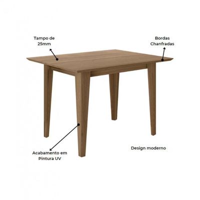 Conjunto Sala de Jantar Mesa com 4 Cadeiras Belle Poliman Carvalho