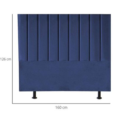 Cabeceira Estofada Cama Casal Queen Size 160 Cm Taís Suede azul Marinho