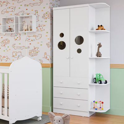 Guarda-Roupa Infantil Duda Plus com 2 Portas Peroba Móveis Branco