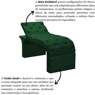 Maca Estofada Estética Cílios Regulável Spa Suede Ana verde