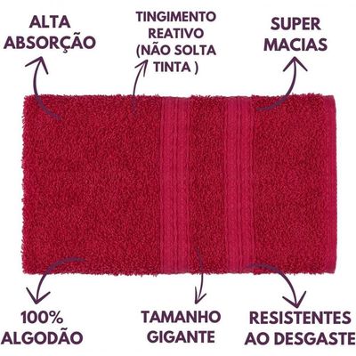 Jogo De Toalhas Gigante Itália Soft 2 Banhão + 2 Rosto + 2 Tapete Luxo 100% Algodão Cereja