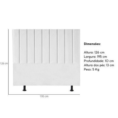 Cabeceira Estofada Cama Box King 195 Cm Taís Suede branco