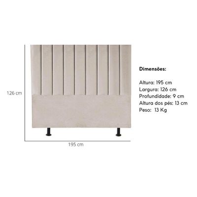 Cabeceira Estofada Cama Box King 195 Cm Paolla Linho bege