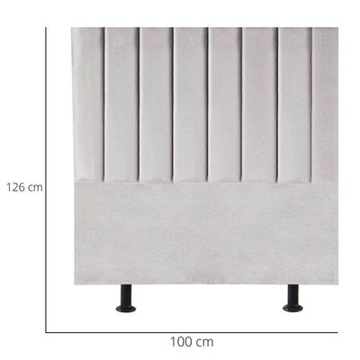 Cabeceira De Cama Solteiro Box 100 Cm Maisa Suede cinza Claro