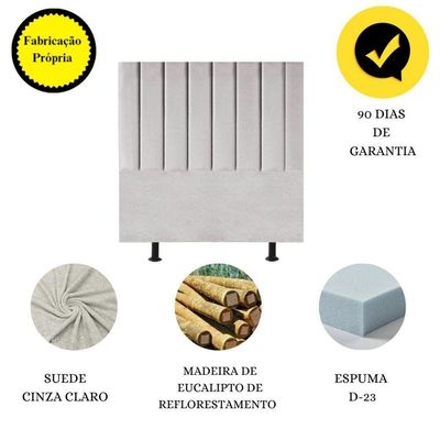 Cabeceira De Cama Solteiro Box 100 Cm Maisa Suede cinza Claro