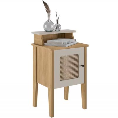 Mesa de Apoio Artely Charlotte com 1 Porta Carvalho com Off White