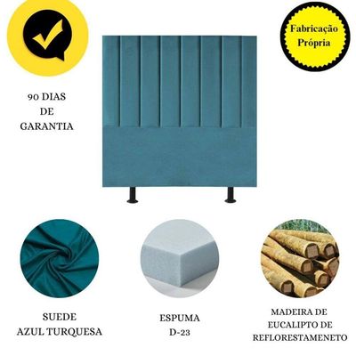 Cabeceira Estofada Cama Box Casal 140 Cm Paolla Suede azul Turquesa