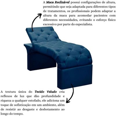 Maca Estofada Estética Cílios Regulável Spa Veludo Ana azul Marinho