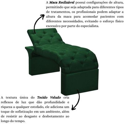Maca Estofada Estética Cílios Regulável Spa Veludo Ana verde