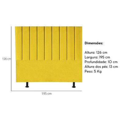 Cabeceira Estofada Cama Box King 195 Cm Maisa Suede amarelo