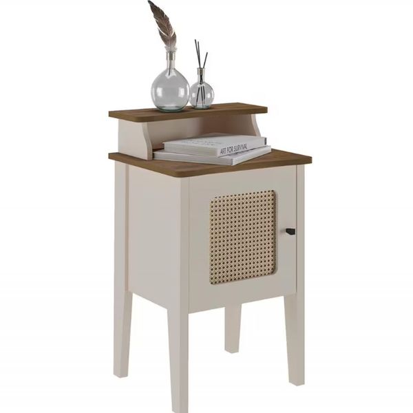 Mesa de Apoio Artely Charlotte com 1 Porta Pinho com Off White Mesa de Apoio Artely Charlotte com 1 Porta Pinho com Off White